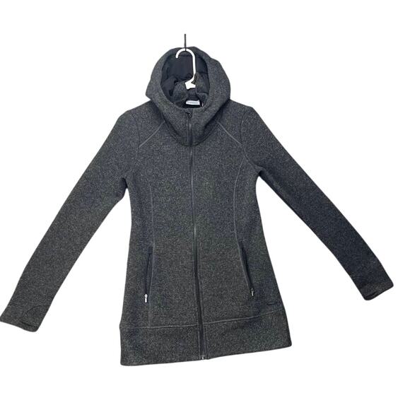 ATHLETA CYA STRONGER FLEECE HOODIE/
JACKET-CHARCOAL HEATHERED GREY XS OUTERWEAR - Picture 1 of 10